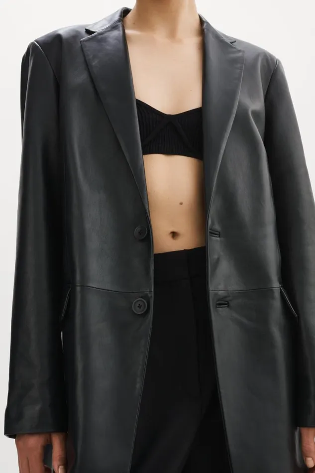 Women WILHELMINA Leather Trench Black LAMARQUE Trench Coats