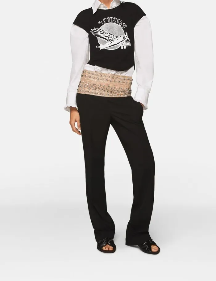 Women Wings Graphic Cotton Baby Tee Midnight Black Stella McCartney Sweatshirts And TShirts