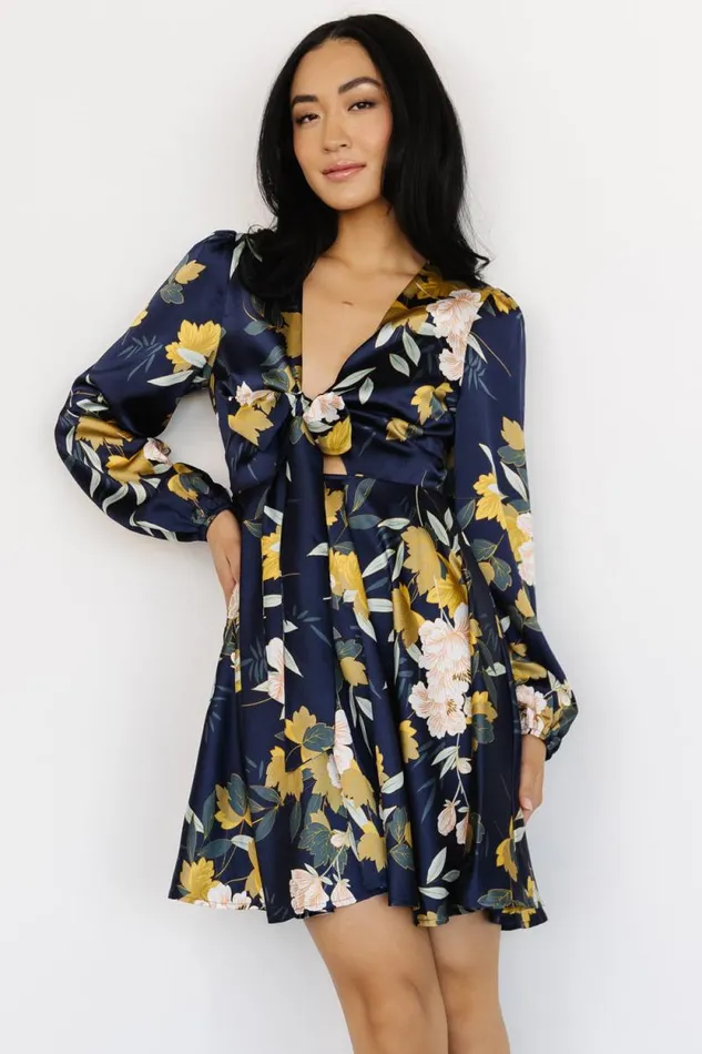 Women Woodbury Satin Mini Dress Navy Floral Baltic Born Short Dresses Women Woodbury Satin Mini Dress Navy Floral Baltic Born Short Dresses