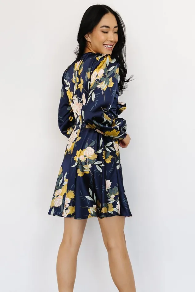 Women Woodbury Satin Mini Dress Navy Floral Baltic Born Short Dresses Women Woodbury Satin Mini Dress Navy Floral Baltic Born Short Dresses