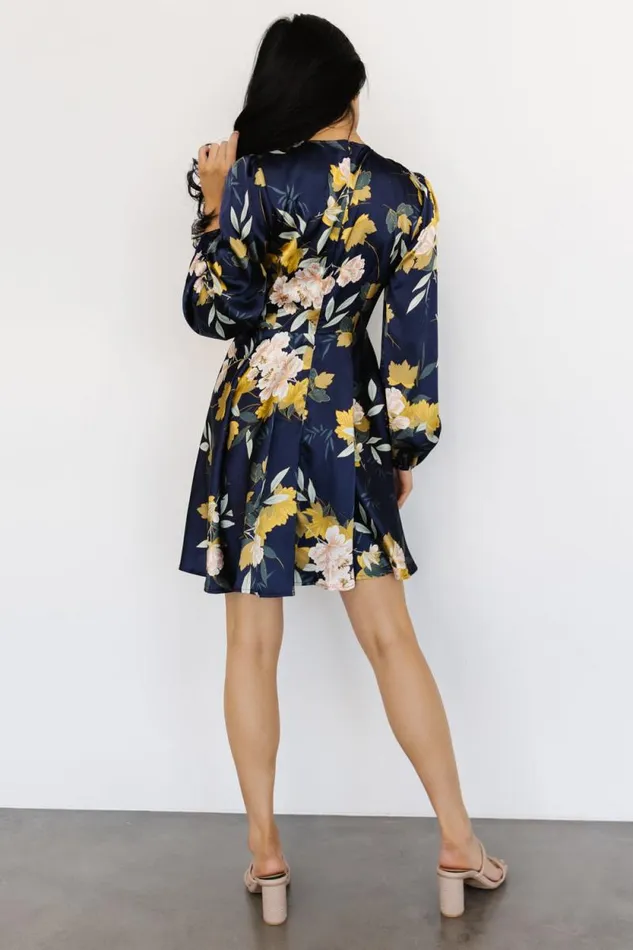 Women Woodbury Satin Mini Dress Navy Floral Baltic Born Short Dresses Women Woodbury Satin Mini Dress Navy Floral Baltic Born Short Dresses