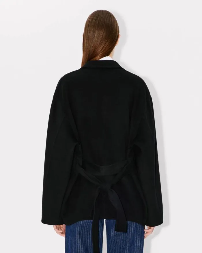 Women Workwear Belted Jacket In Wool And Cashmere Black Kenzo Jackets And Coats