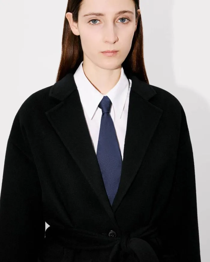 Women Workwear Belted Jacket In Wool And Cashmere Black Kenzo Jackets And Coats