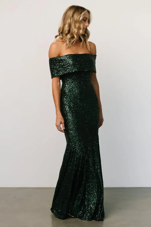 Women Yvonne Off Shoulder Sequin Gown Green Baltic Born Maxi Dresses Women Yvonne Off Shoulder Sequin Gown Green Baltic Born Maxi Dresses