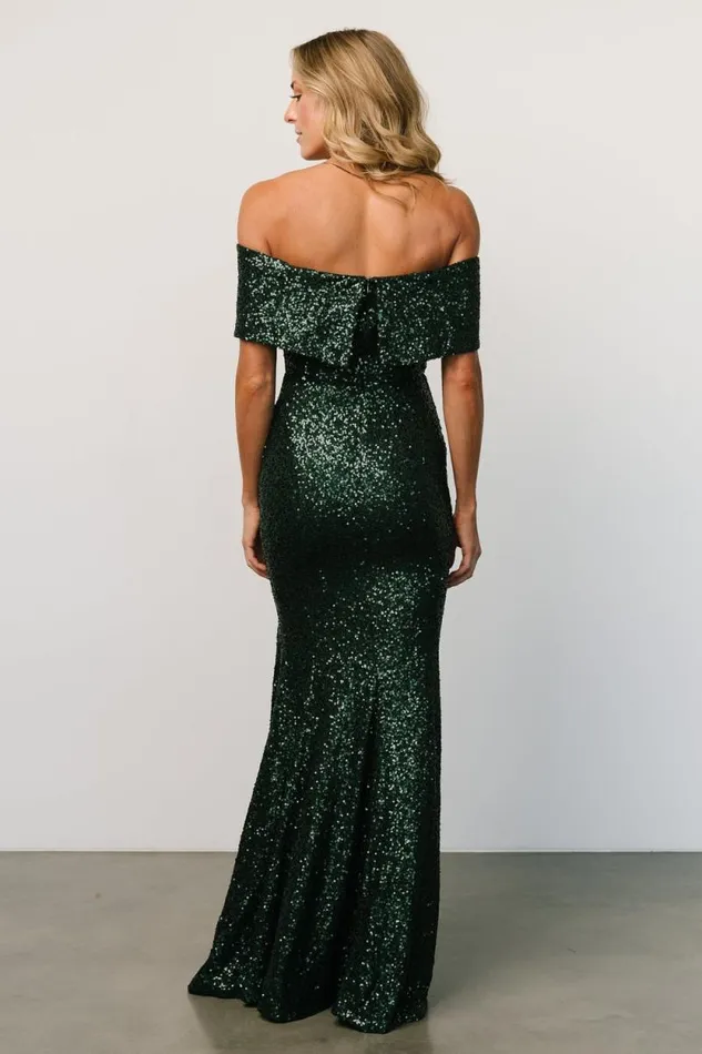 Women Yvonne Off Shoulder Sequin Gown Green Baltic Born Maxi Dresses Women Yvonne Off Shoulder Sequin Gown Green Baltic Born Maxi Dresses