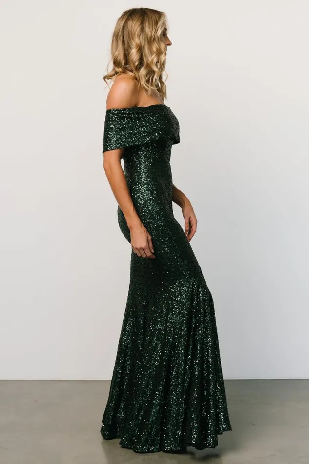 Women Yvonne Off Shoulder Sequin Gown Green Baltic Born Maxi Dresses Women Yvonne Off Shoulder Sequin Gown Green Baltic Born Maxi Dresses