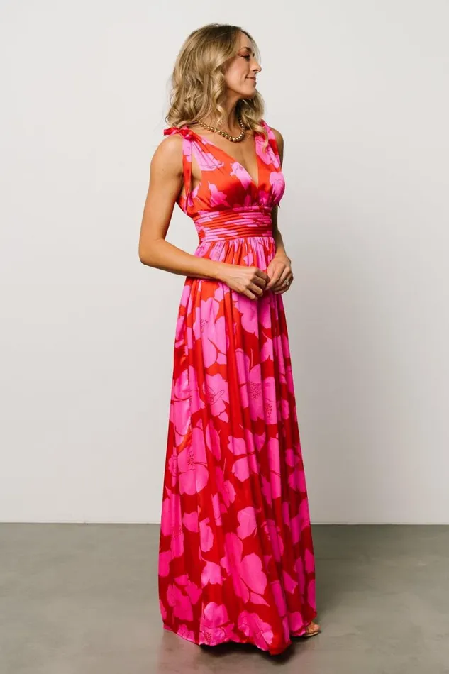 Women Zoe Tie Maxi Dress Red Pink Baltic Born Bump Friendly Women Zoe Tie Maxi Dress Red Pink Baltic Born Bump Friendly