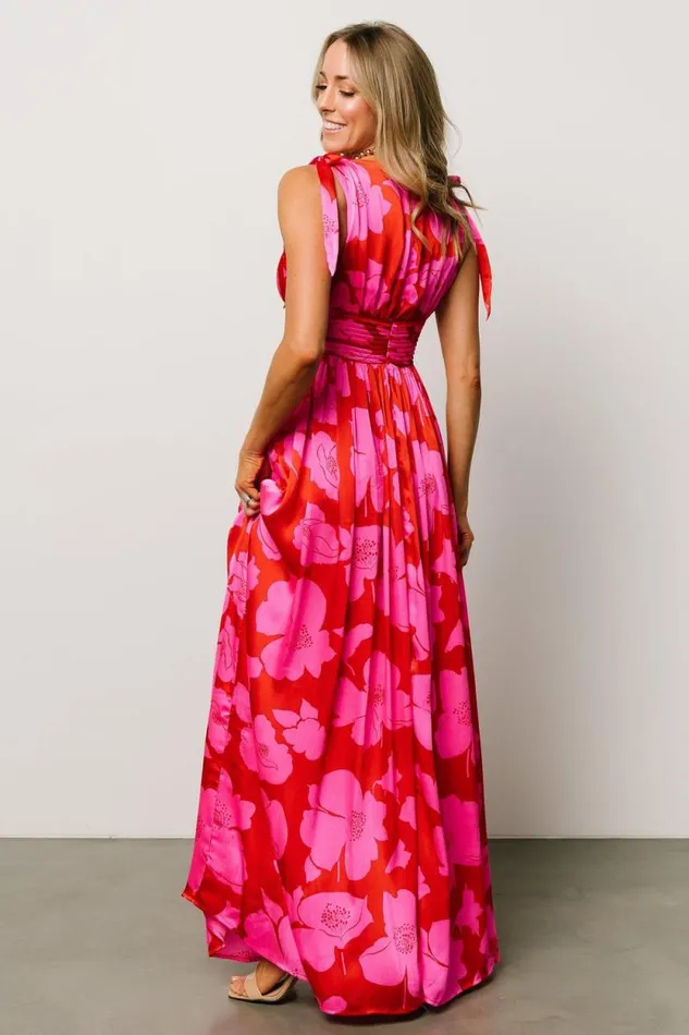 Women Zoe Tie Maxi Dress Red Pink Baltic Born Bump Friendly Women Zoe Tie Maxi Dress Red Pink Baltic Born Bump Friendly