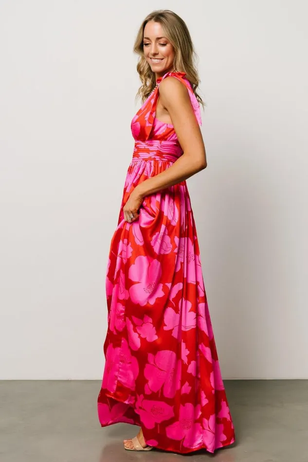 Women Zoe Tie Maxi Dress Red Pink Baltic Born Bump Friendly Women Zoe Tie Maxi Dress Red Pink Baltic Born Bump Friendly
