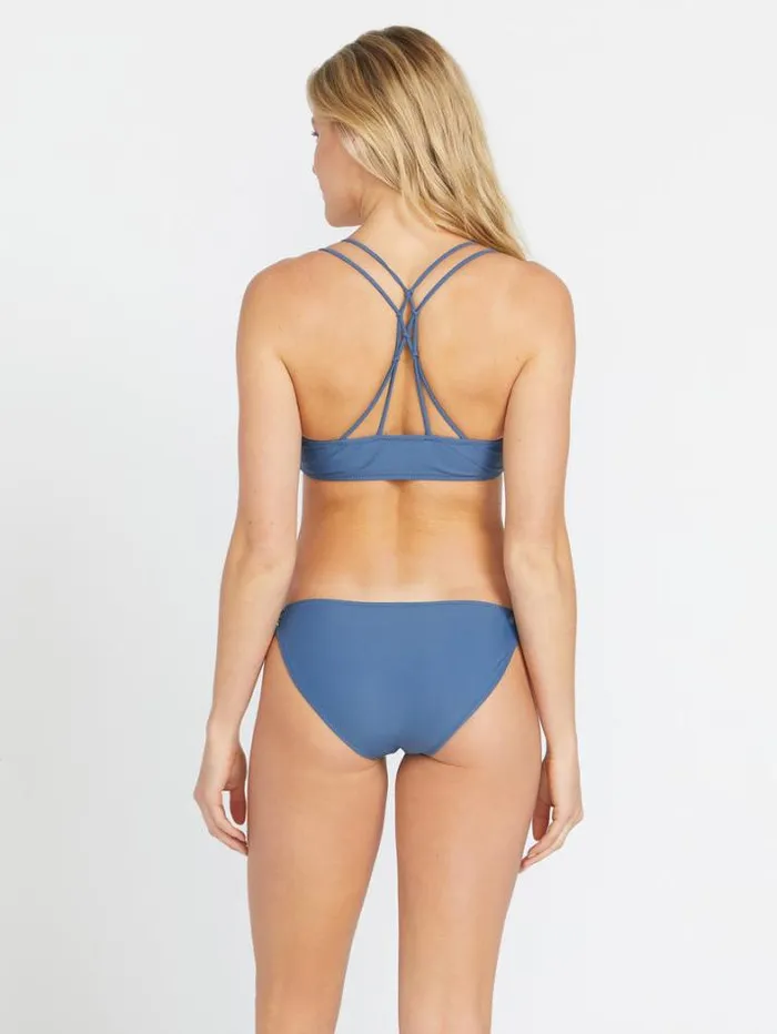 Womens Bikinis Volcom Simply Solid V Neck Bikini Top 8211 Washed Blue