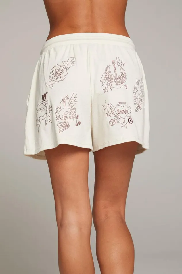 Womens Bottoms Chaser Brand Love Rock Embroidery Shorts