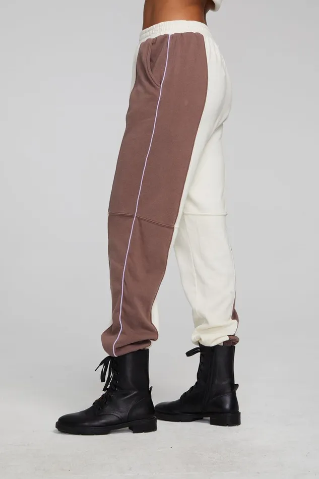 Womens Bottoms Chaser Brand Yale Deep Taupe And Almond Jogger