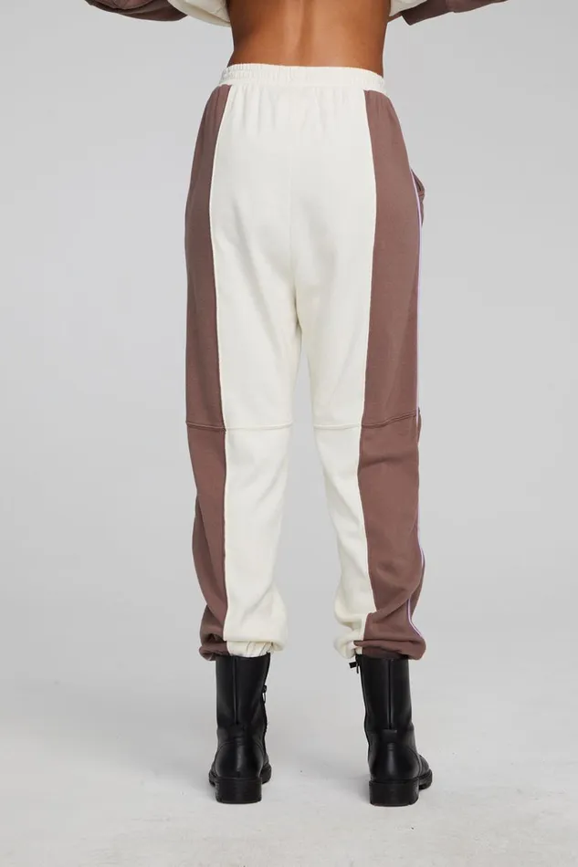 Womens Bottoms Chaser Brand Yale Deep Taupe And Almond Jogger