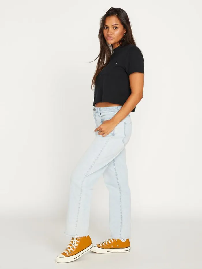 Womens Bottoms Volcom Stone Step High Rise Pants 8211 Allover Stone Light