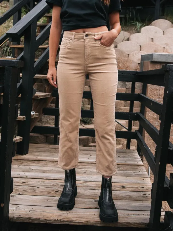 Womens Bottoms Volcom Stoned Straight Pants 8211 Khaki