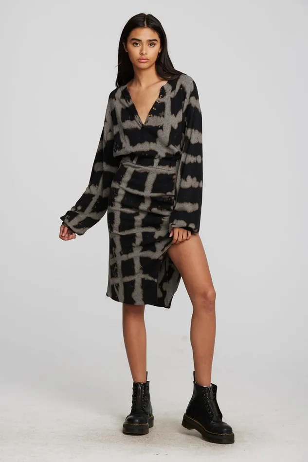 Womens Dresses Chaser Brand Recycled Vintage Rib Midi Dress With Shirring And Side Slit