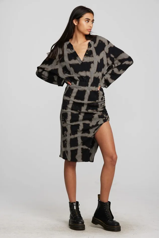 Womens Dresses Chaser Brand Recycled Vintage Rib Midi Dress With Shirring And Side Slit