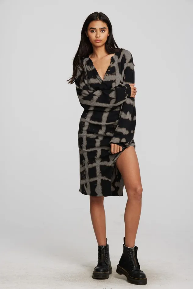 Womens Dresses Chaser Brand Recycled Vintage Rib Midi Dress With Shirring And Side Slit