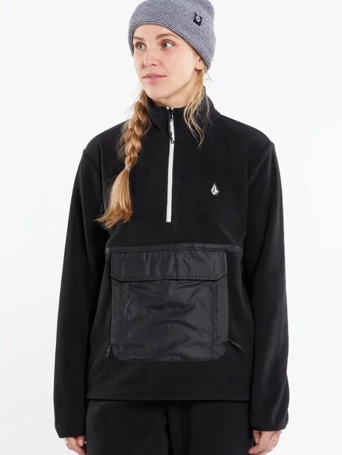 Womens Hoodies and Sweatshirts Volcom Polar Fleece 12 Zip 8211 Black