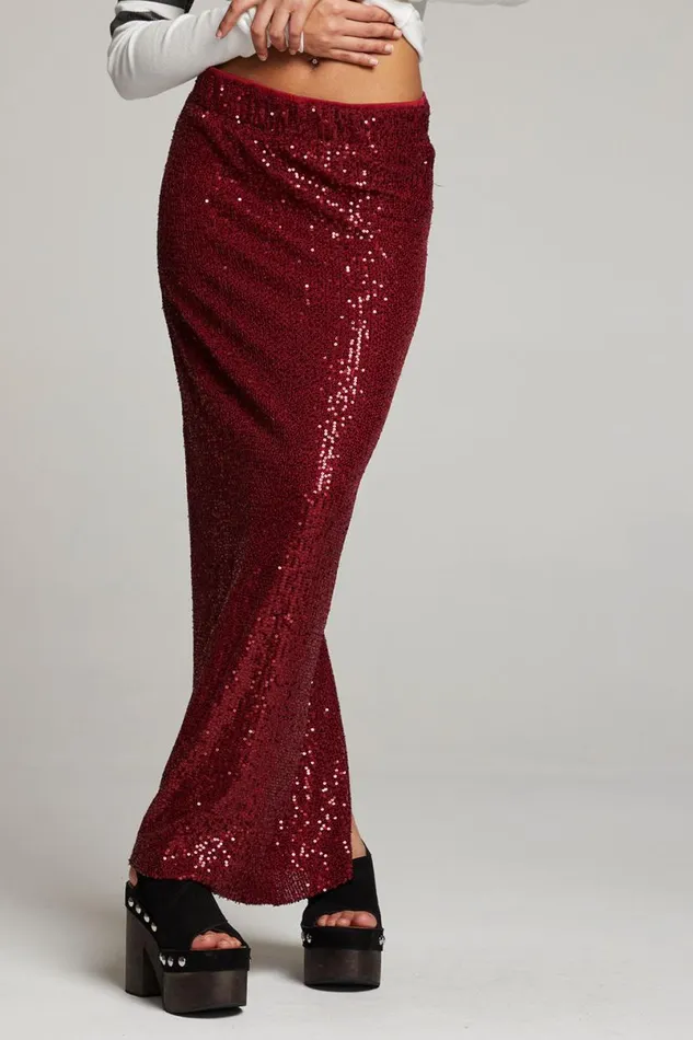 Womens Loungewear Chaser Brand Amber Blood Red Midi Skirt