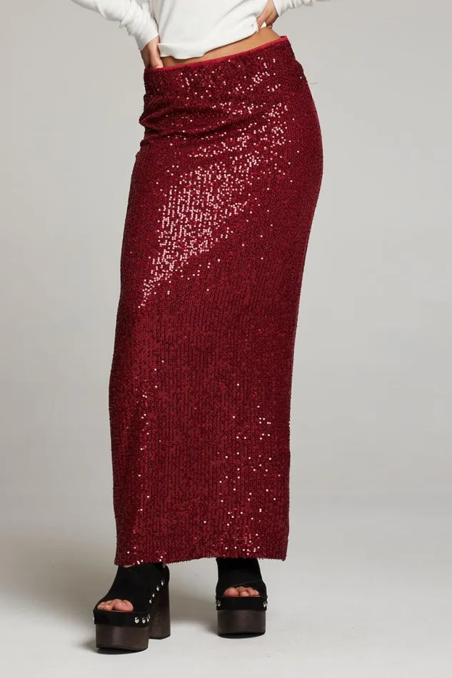 Womens Loungewear Chaser Brand Amber Blood Red Midi Skirt