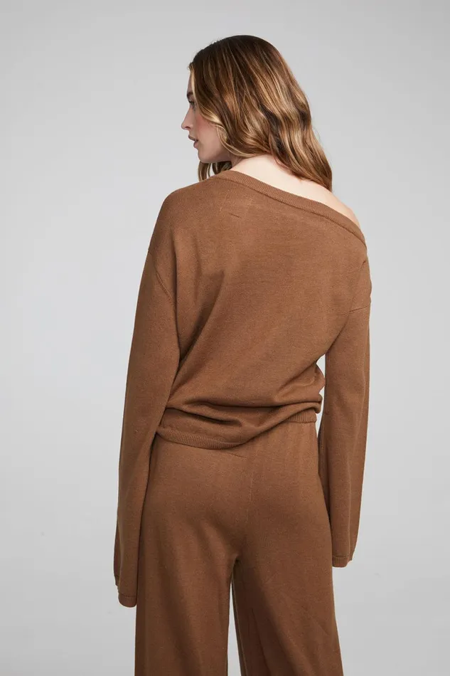 Womens Loungewear Chaser Brand Dani Deep Taupe Long Sleeve
