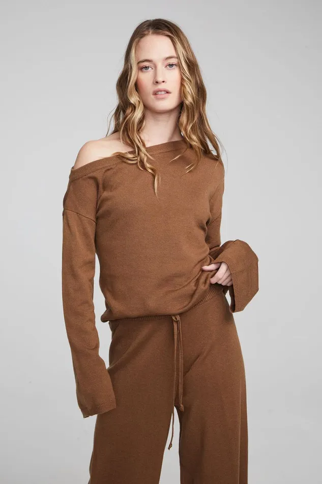 Womens Loungewear Chaser Brand Dani Deep Taupe Long Sleeve