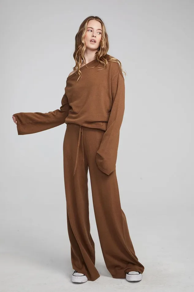 Womens Loungewear Chaser Brand Dani Deep Taupe Long Sleeve