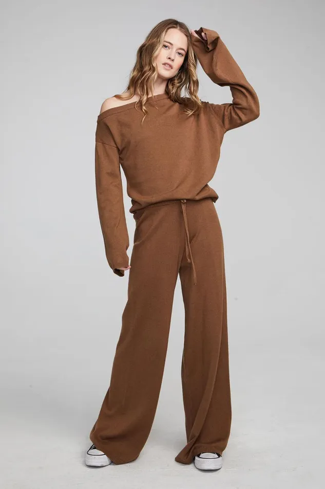 Womens Loungewear Chaser Brand Dani Deep Taupe Long Sleeve