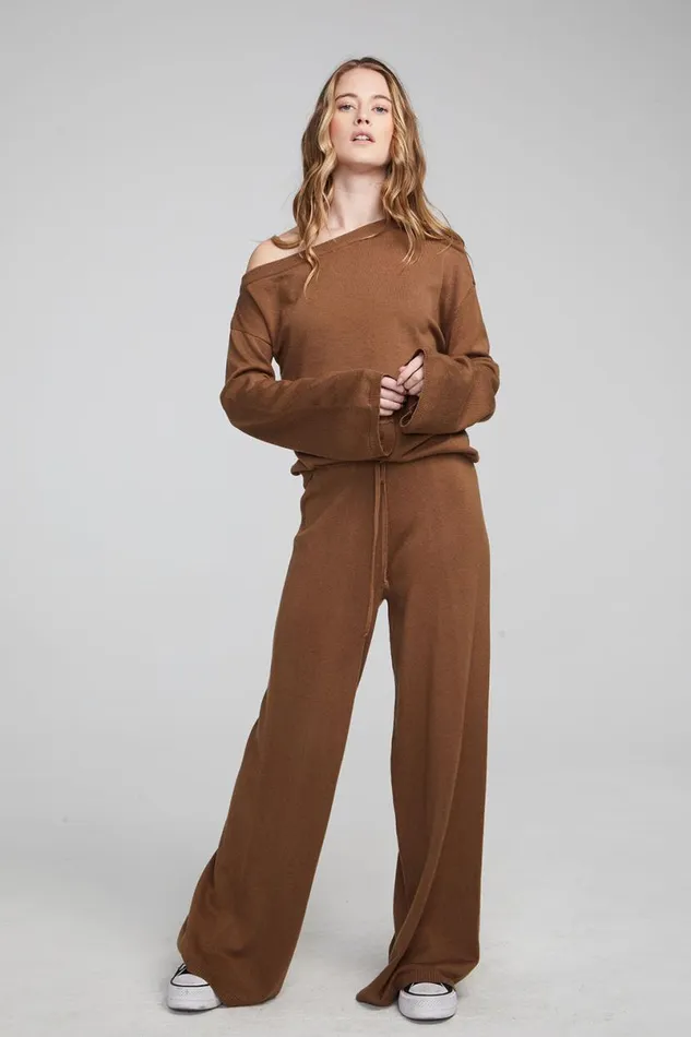 Womens Loungewear Chaser Brand Dani Deep Taupe Long Sleeve