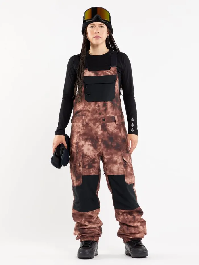 Womens Pants Volcom Creston 3D Stretch Bib Overalls 8211 Pink Salt Wash