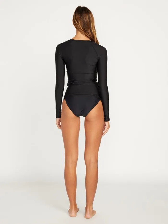 Womens Rashguards Volcom Simply Core Long Sleeve 50 UPF Rashguard 8211 Black