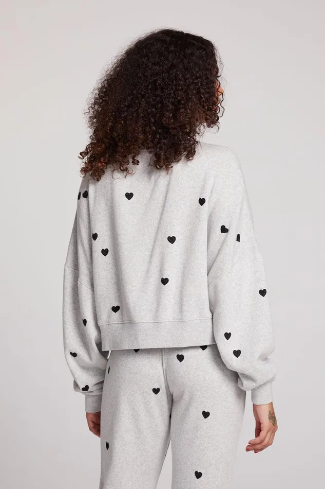 Womens Tops Chaser Brand Allover Velvet Hearts Pullover
