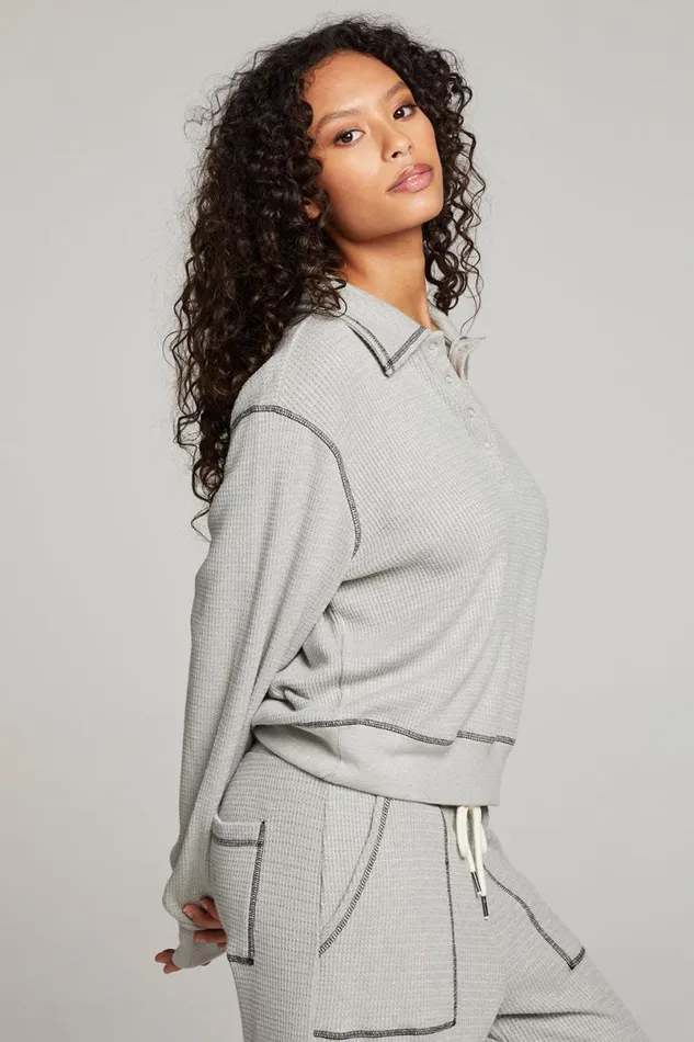 Womens Tops Chaser Brand Church Heather Grey Long Sleeve