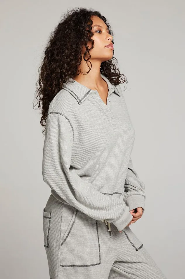 Womens Tops Chaser Brand Church Heather Grey Long Sleeve