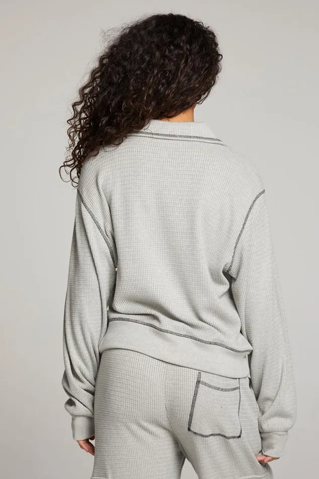 Womens Tops Chaser Brand Church Heather Grey Long Sleeve