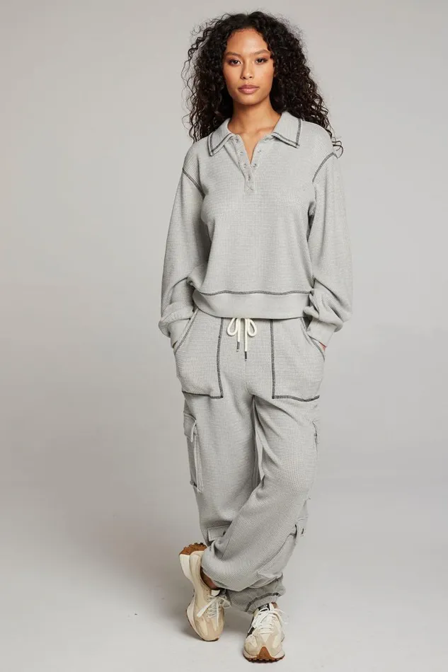 Womens Tops Chaser Brand Church Heather Grey Long Sleeve