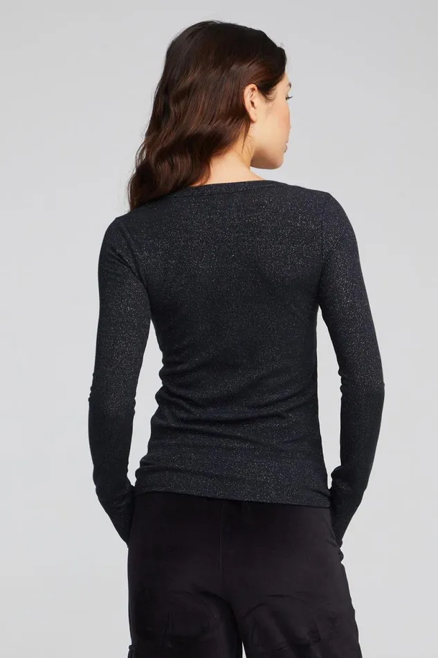 Womens Tops Chaser Brand Drifter Shadow Black Henley