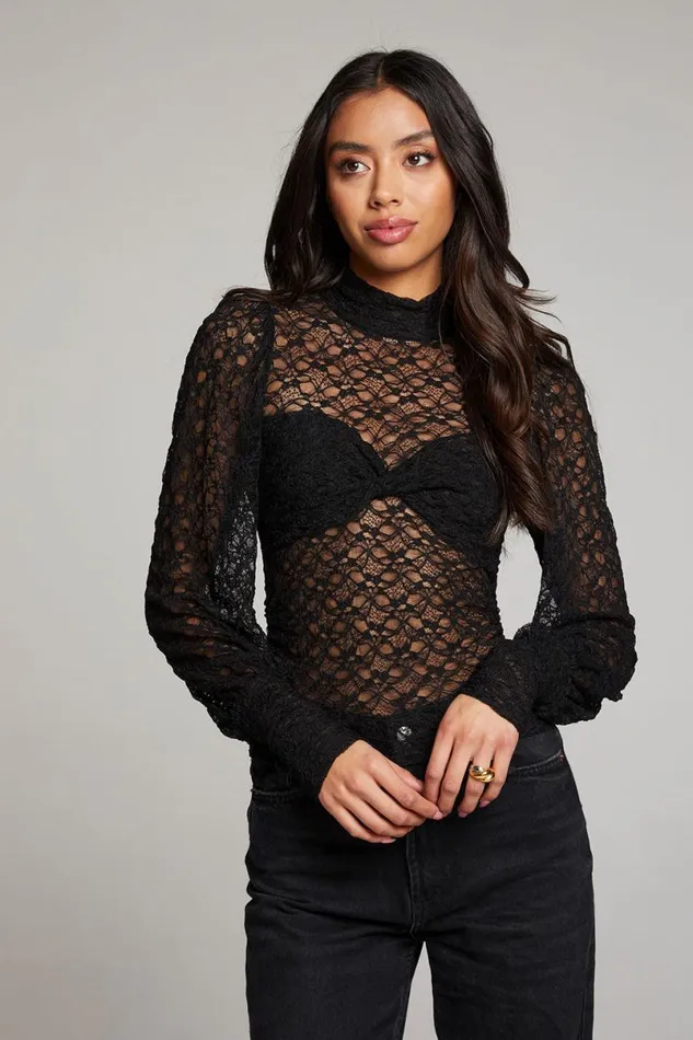 Womens Tops Chaser Brand Evelynnn Licorice Long Sleeve