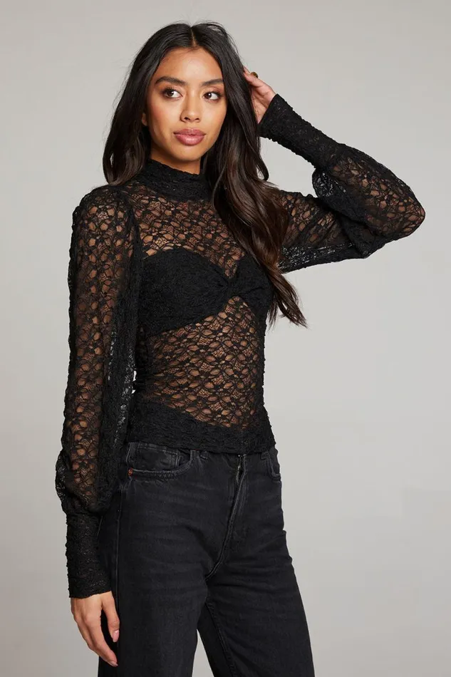 Womens Tops Chaser Brand Evelynnn Licorice Long Sleeve