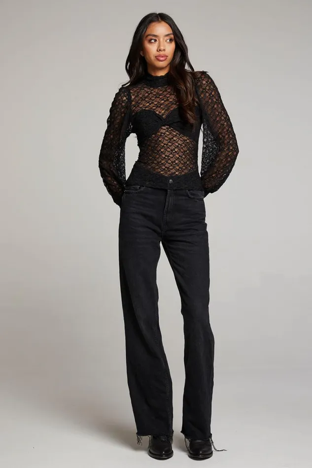 Womens Tops Chaser Brand Evelynnn Licorice Long Sleeve