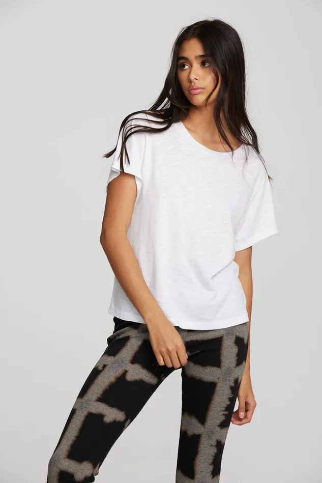 Womens Tops Chaser Brand Gauze Jersey Oversized Crewneck Tee