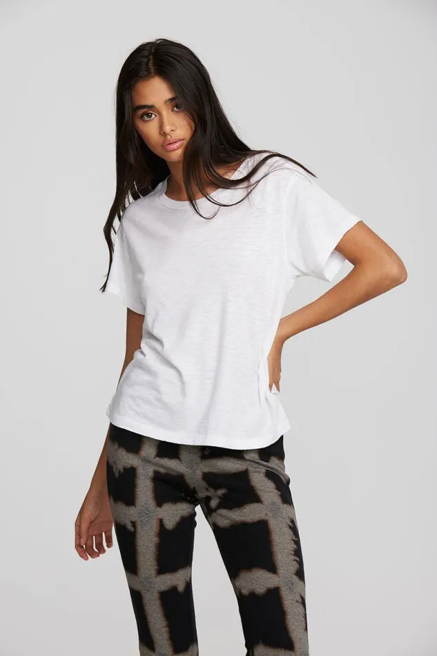 Womens Tops Chaser Brand Gauze Jersey Oversized Crewneck Tee