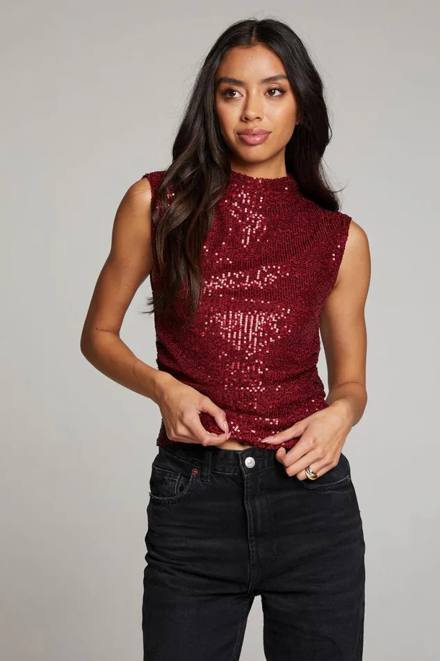 Womens Tops Chaser Brand Haileyy Blood Red Tank Top