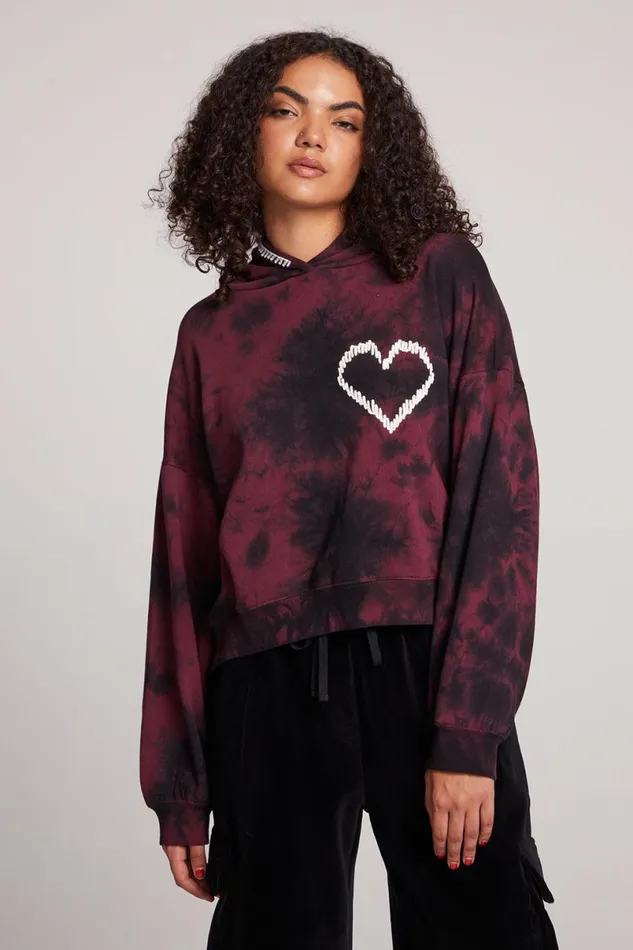 Womens Tops Chaser Brand Heart Stitch Pullover Hoodie