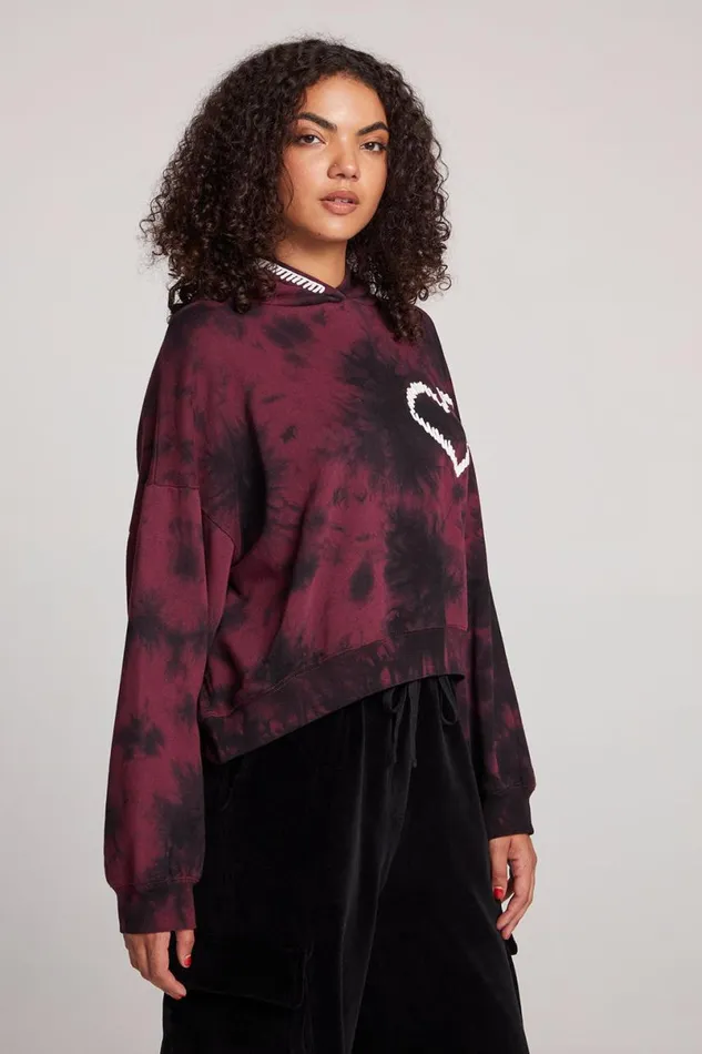Womens Tops Chaser Brand Heart Stitch Pullover Hoodie