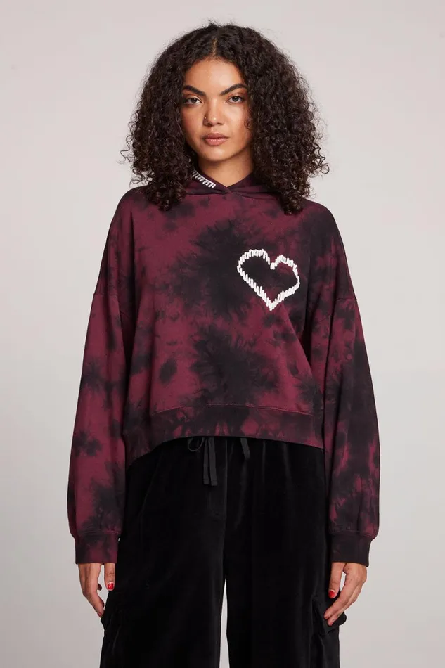 Womens Tops Chaser Brand Heart Stitch Pullover Hoodie