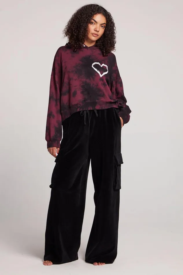 Womens Tops Chaser Brand Heart Stitch Pullover Hoodie