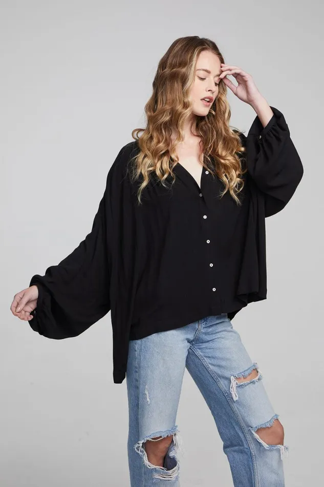Womens Tops Chaser Brand Idol Shadow Black Blouse