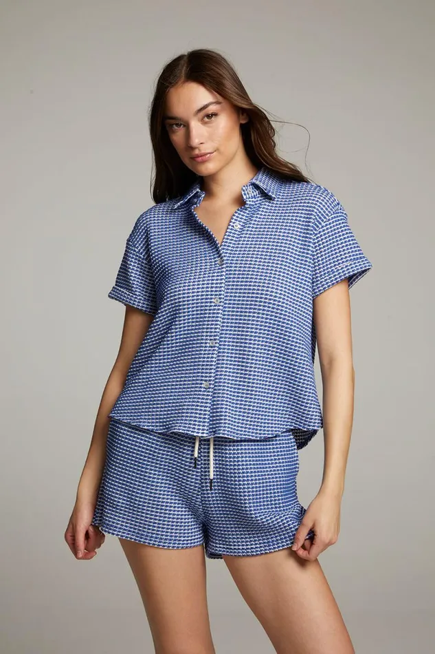 Womens Tops Chaser Brand Key West Cobalt Blue Button Down Top